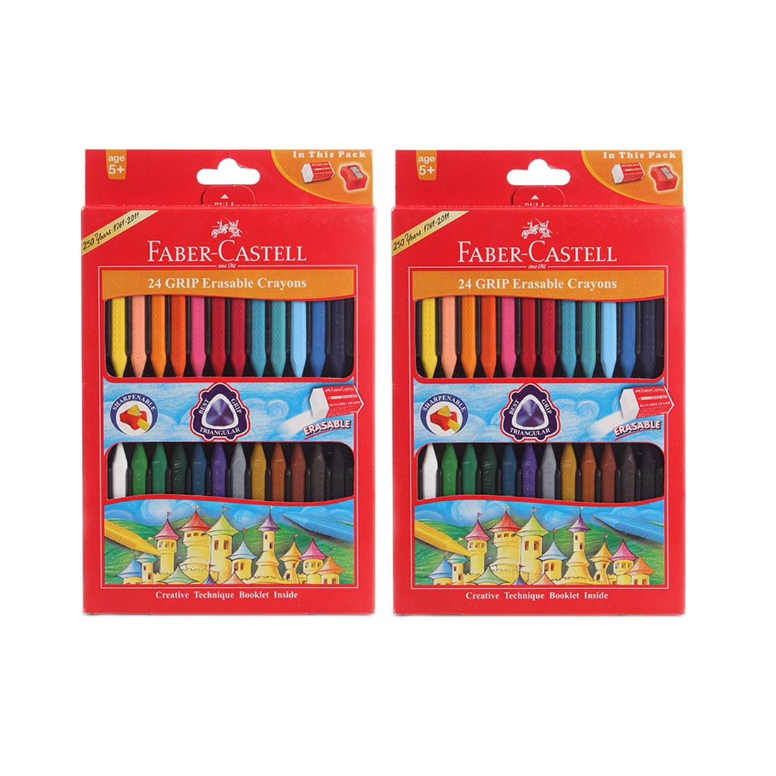 Faber-Castell Grip Erasable Crayon Set - Set of 24 Assorted (Pack of 2)