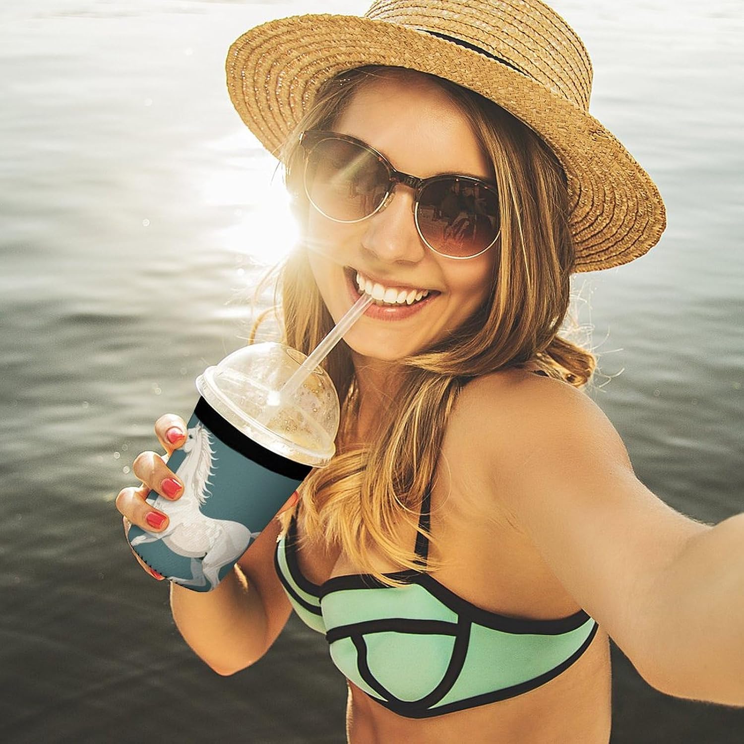 3 Pack Neoprene Cup Sleeves, Stretchy Reusable Drink Cup Cover Universal