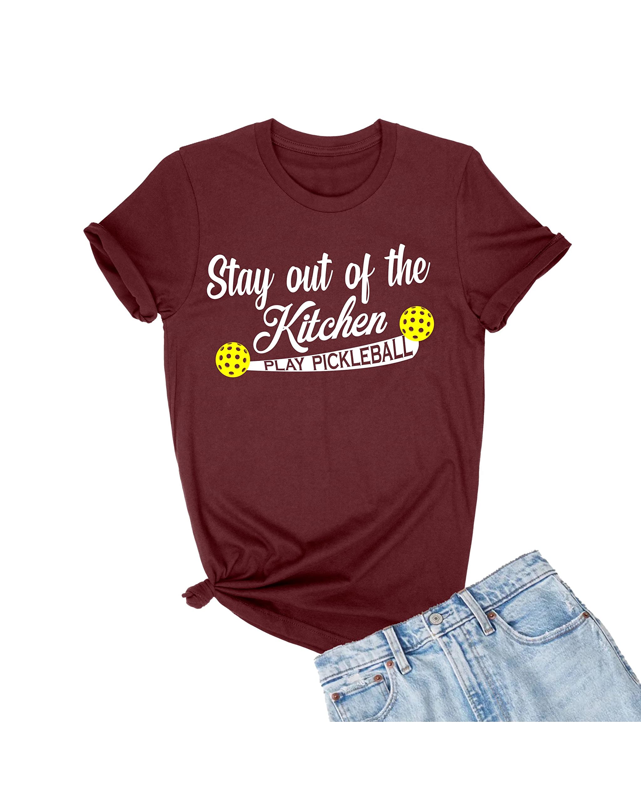 Go All Out Stay Out of The Kitchen Play Pickleball Funny Gift Mens Women T-Shirt