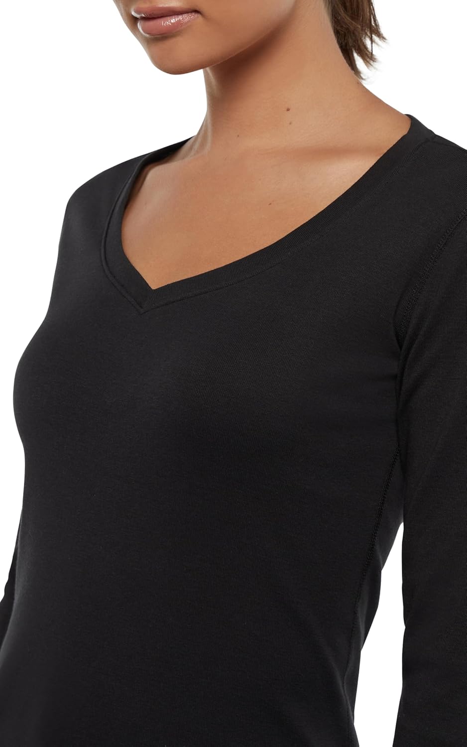 Three Dots Womens 3/4 Sleeve V-Neck Tee - Image 5