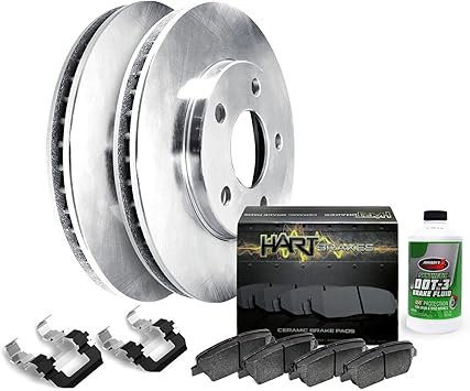 Hart Brakes Front Brakes and Rotors Kit |Front Brake Pads| Brake Rotors and Pads| Semi Metallic Brake Pads and Rotors| Hardware Kit - RBB1.63158.42