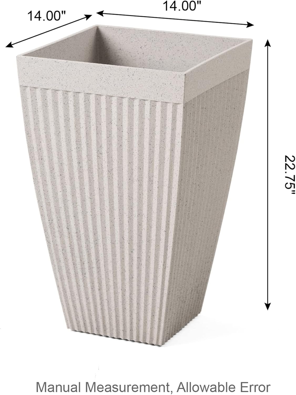 Glitzhome Oversized Tapered Tall Fluted Pot Planter, 2-Piece Set for Outdoor Indoor Patio Garden, Light Grey