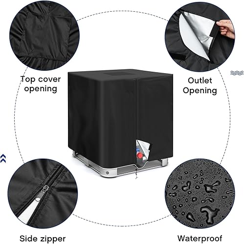 Miniatura 5 de Zhehao IBC - Funda de protección para tanque de agua, con cremallera, 210D, material de protección solar resistente al agua, cubierta para tanque de