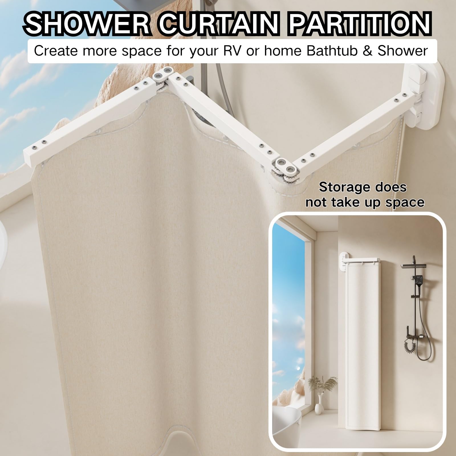 Tringle de douche pliable L/U SD sans perçage réglable pour baignoire/salle de bain avec douche Gris foncé 102 cm Économie d'espace Solution pour salles de bains modernes