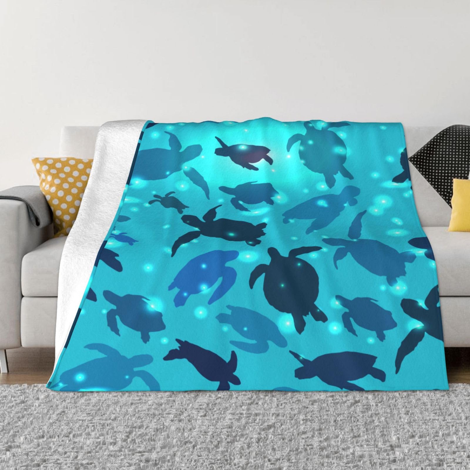 Couverture tortue de mer Mexpekil en flanelle douce pour lit et canapé 76x102 cm