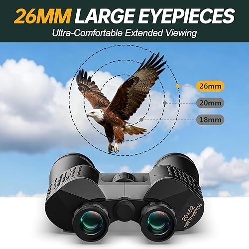Miniatura 3 de Prismáticos de 20 x 52 para adultos de alta potencia, prismáticos de caza con estuche de transporte para observación de aves, observación