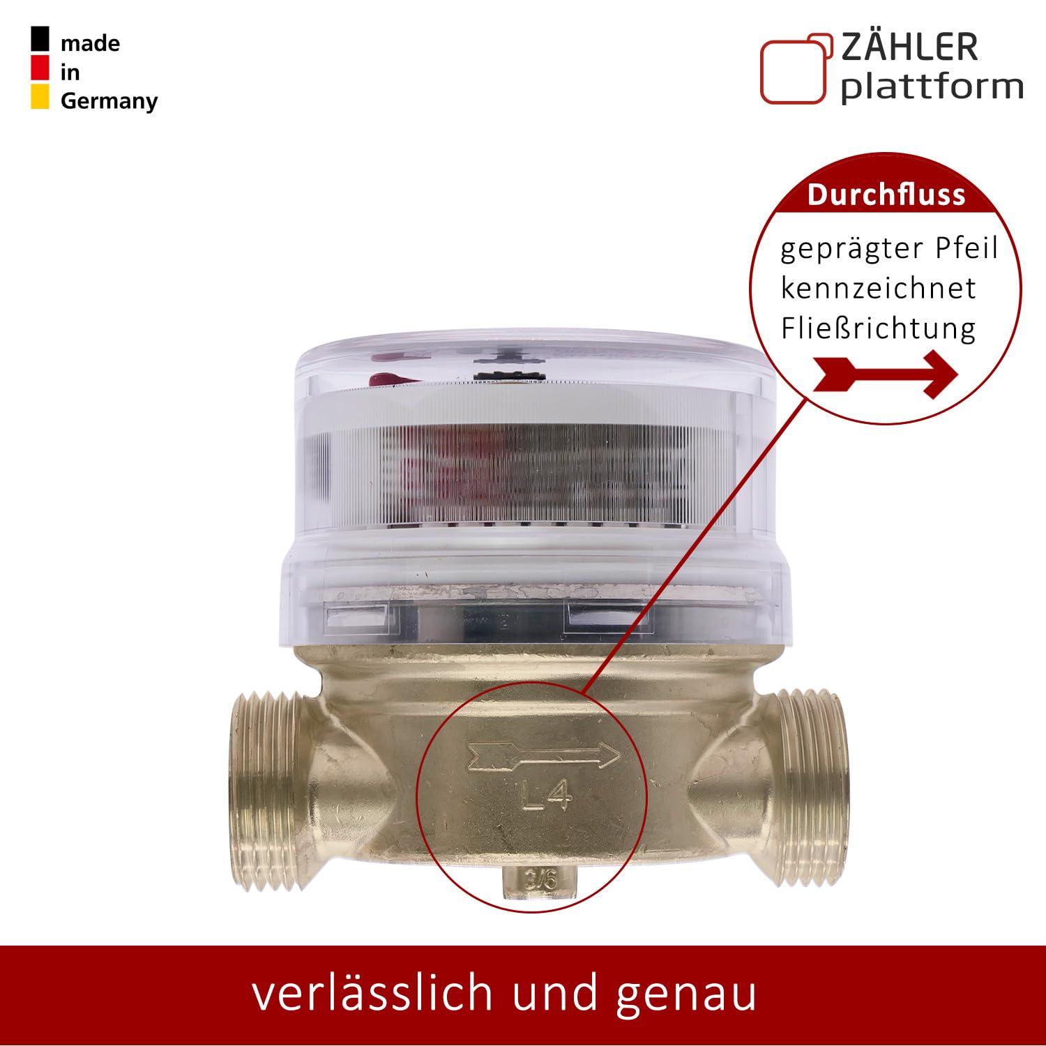 Wasserzähler 2026 Wasseruhr MADE IN GERMANY Qn 1,5 BL 80 mm 3/4 Zoll…
