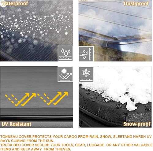 Miniatura 6 de Cubierta Tonneau de vinilo suave de tres pliegues para caja de camioneta compatible con Nissan Frontier 05-21 5 pies Fleetside