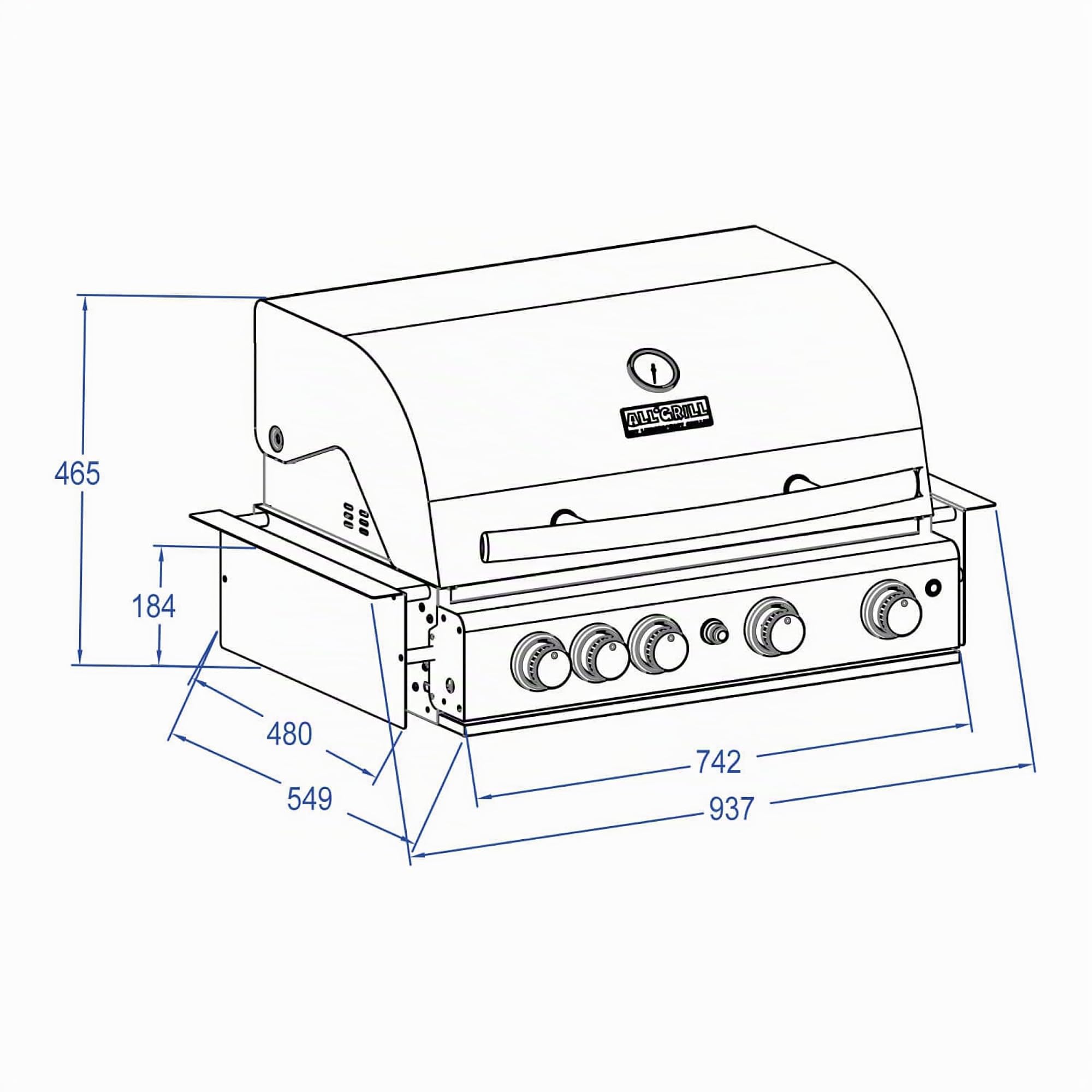 Top-Line Chef L Built-In Gasgrill Einbaugrill Edelstahl Air System 4 Brenner/Backburner