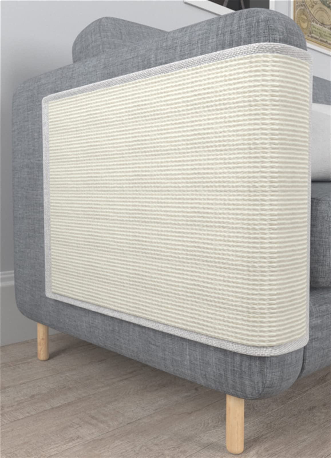GIBZ Tapis à Griffoir en Sisal pour Chat Protection de Canapé Tapis à Gratter Naturel pour Coin de Pied de Lit Intérieur, Blanc, 80×50cm