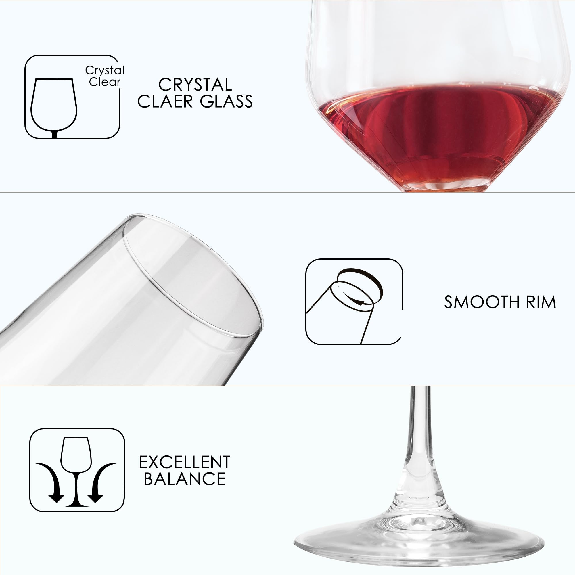 Copas de vino tinto, juego de 8 copas de vino burdeos, copas de vino de 17 onzas, regalo de inauguración de la casa de boda