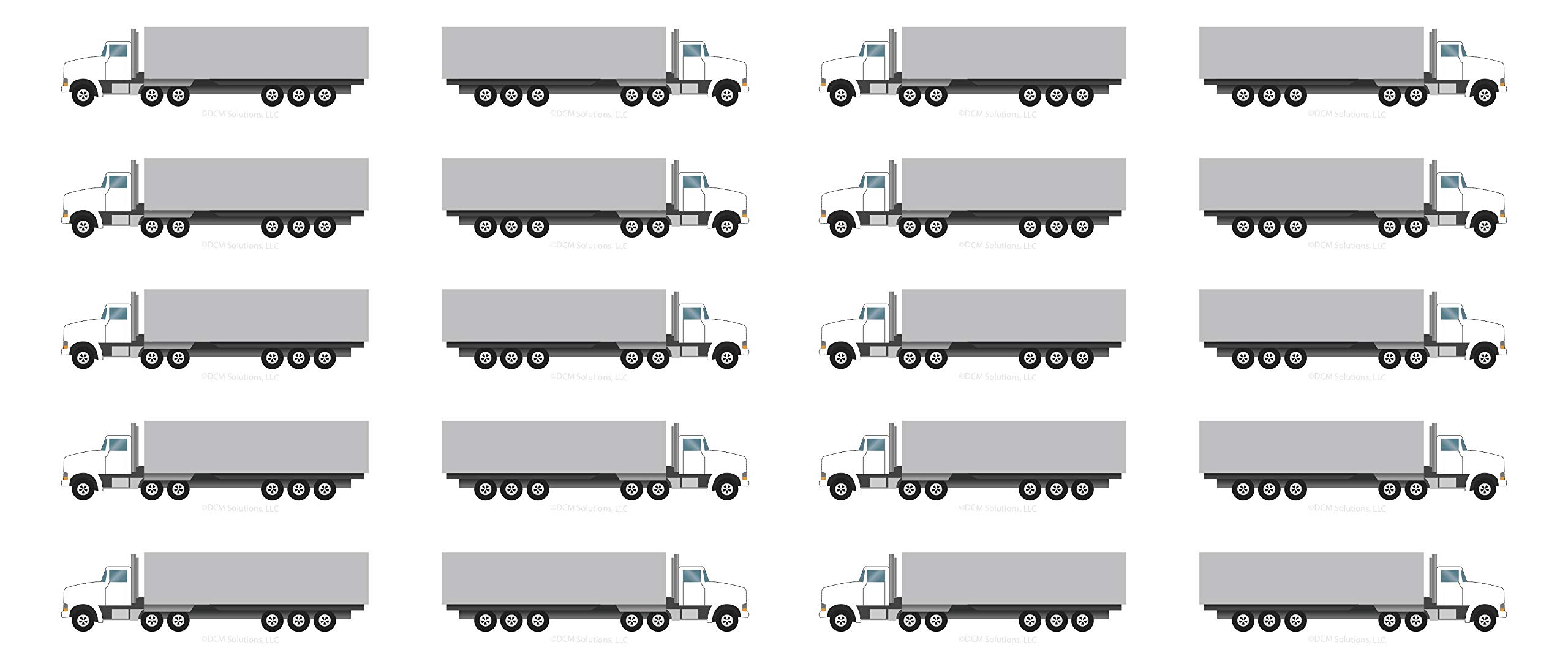Commercial Semi Truck Vehicle Magnets for Route Planning by DCM Solutions (White W/Gray Trailer)