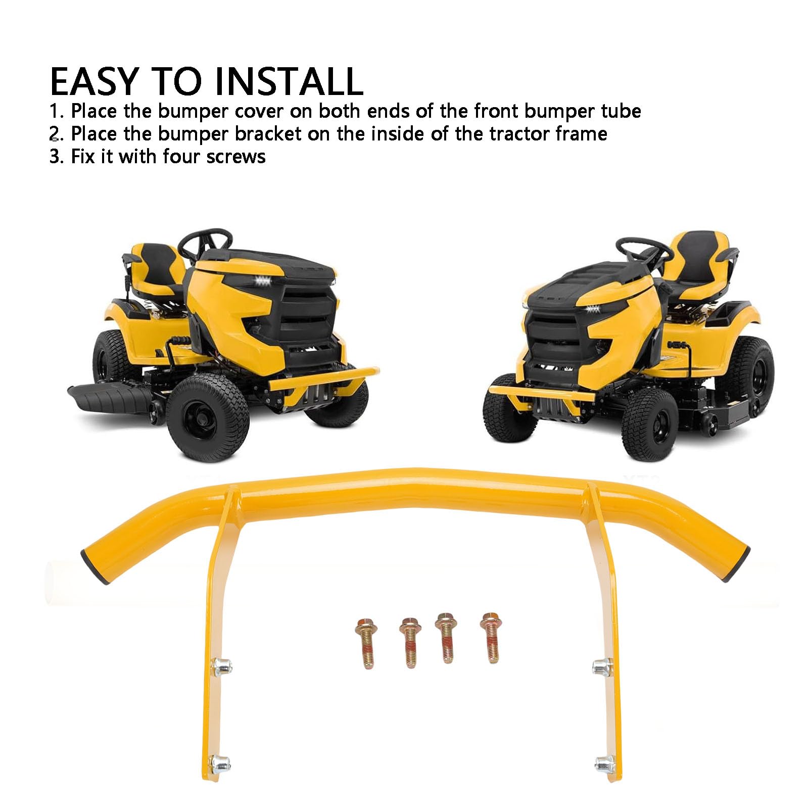 Keenso Paraurti, Tubo Paraurti Anteriore Giallo Resistente per XT1 GT 50, Protezione Tubo di Ricambio in Acciaio Resistente per Proprietari di Tosaerba