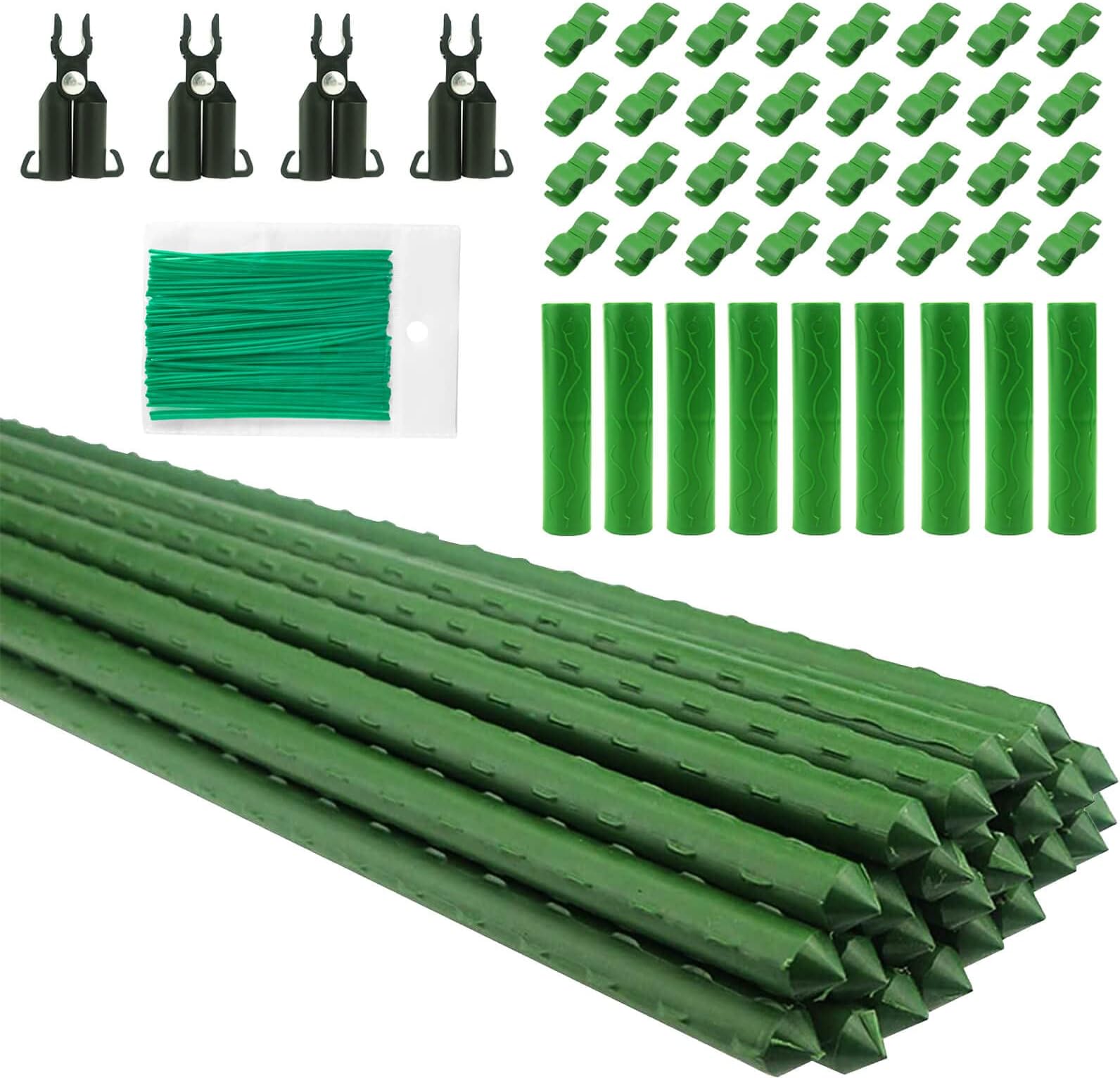 Orgrimmar 26 PCS 48" Garden Stakes Plastic Coated Climbing Plant Support Stakes Climbing Frame for Tomato Cucumber Eggplant Vine Vegetable (48 Inch)