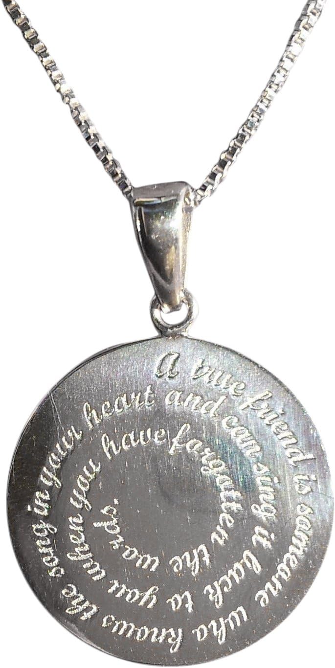 Sterling Silver A True Friend Necklace Pendant and 18inch Chain