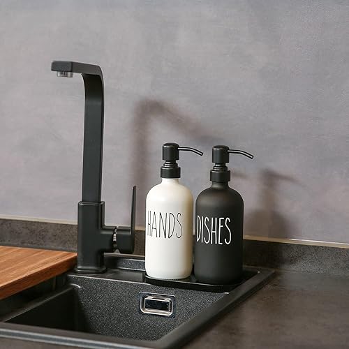 Miniatura 5 de MOMEEMO Juego de dispensador de jabón de cocina, contiene dispensador de jabón para platos y manos, adecuado para decoración de cocina de granja