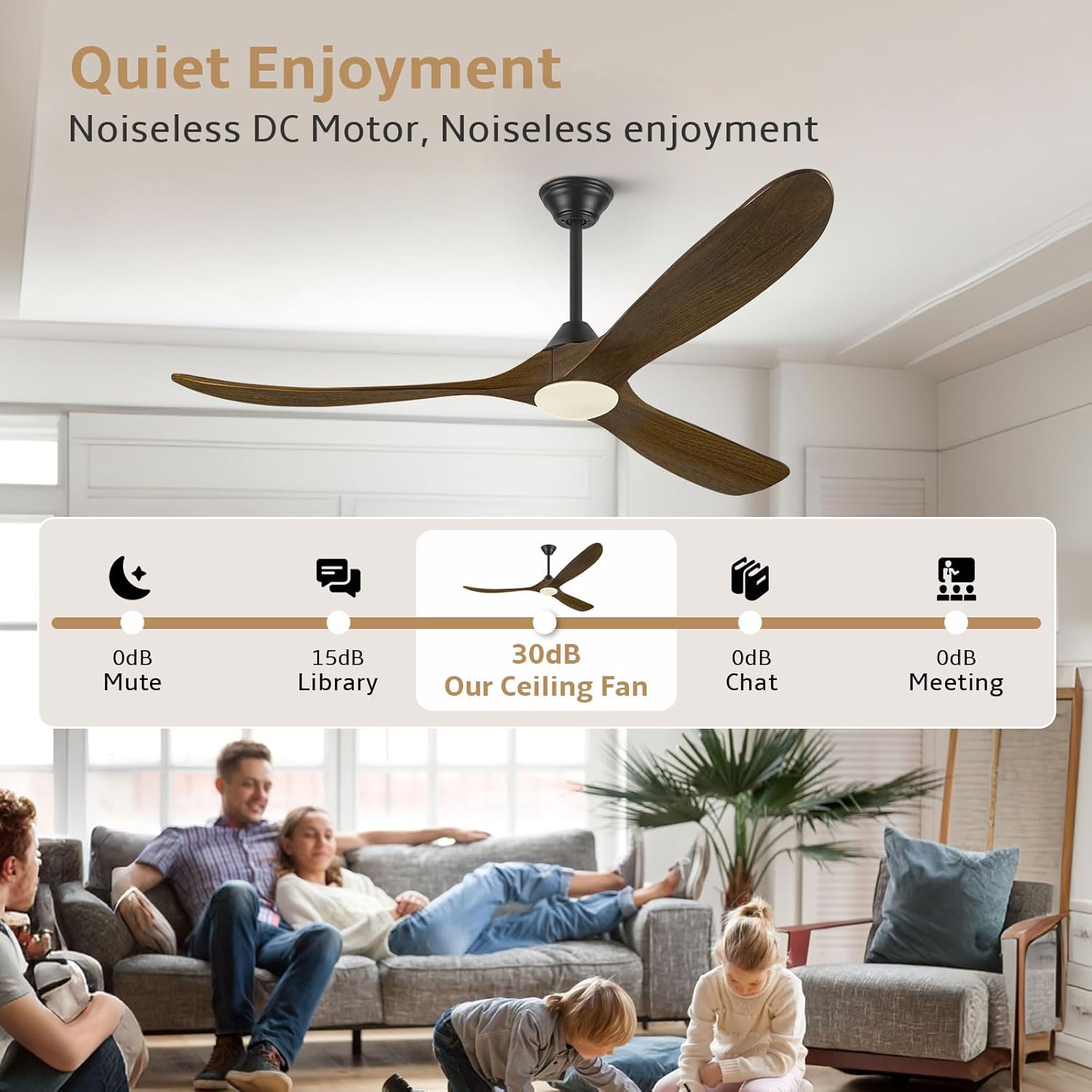 60 Inch Rustic Wood Ceiling Fans with Lights and Remote, Indoor Outdoor Ceiling Fan with Light, High Cfm 3 Blade Propeller Quiet DC Motor Ceiling Fan, 6 Speed/8h Timing, For Patios Porchs Farmhouse