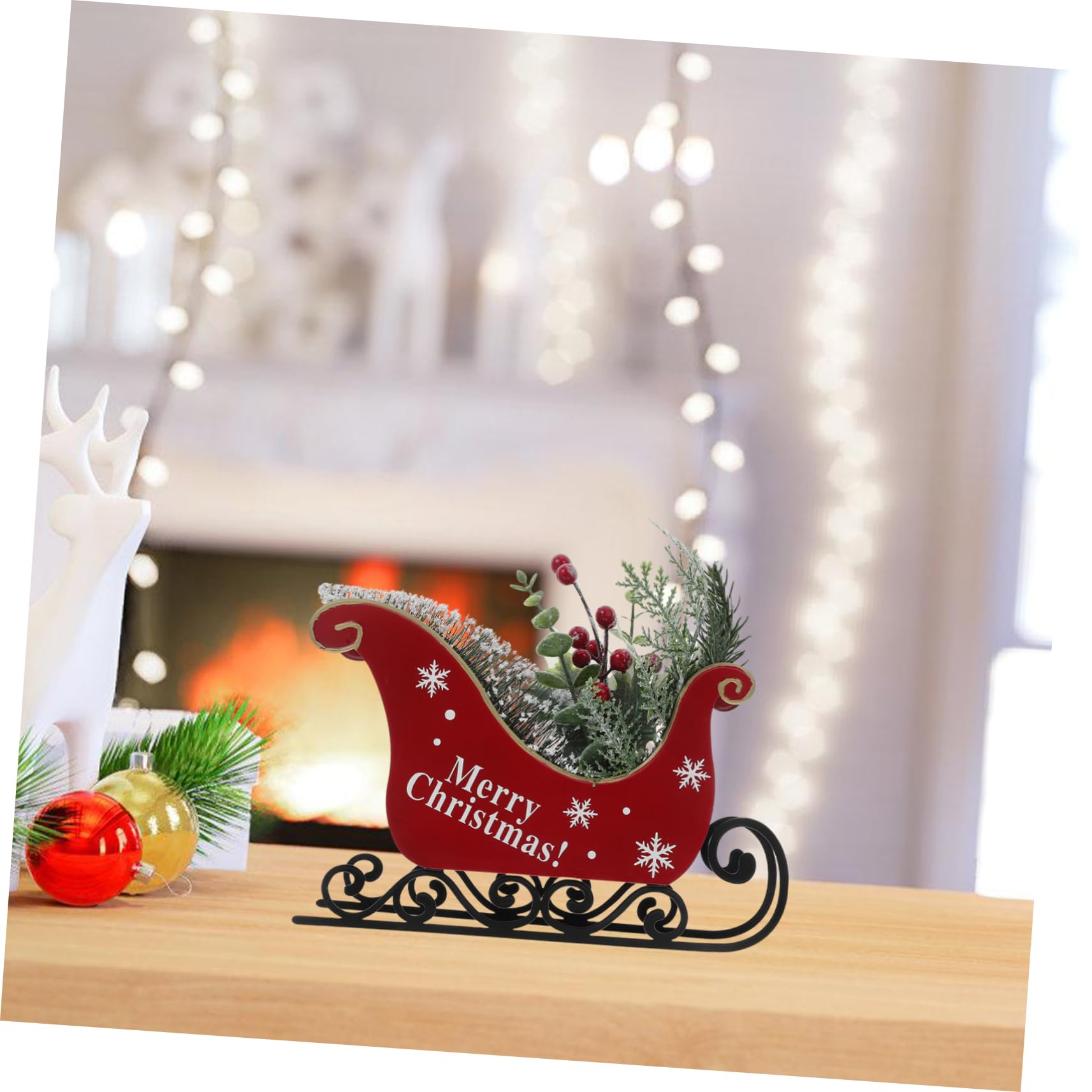 Decoración navideña, Trineo navideño, decoración de Mesa, Adorno navideño Artesanal para decoración del hogar, Centro de Mesa navideño para mesas y estantes, Material Seguro, diseñ