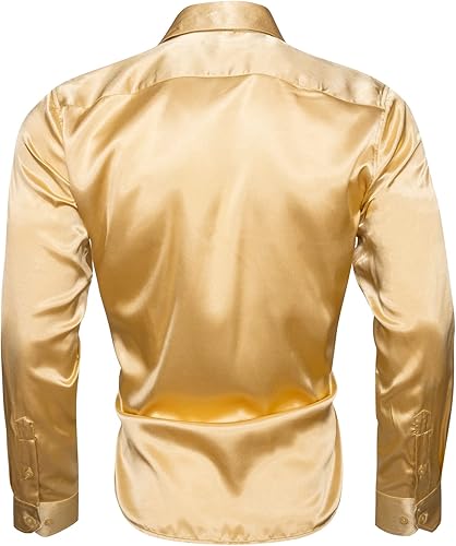 Miniatura 4 de Barry.Wang Camisas de vestir sólidas de manga larga para hombre, camisa formal, cuello alfiler, multicolor, negocios, casual, camisas con botones