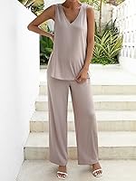 Vista 6 de Verdusa Conjunto de 2 piezas de camiseta sin mangas dividida y pantalón suelto para mujer