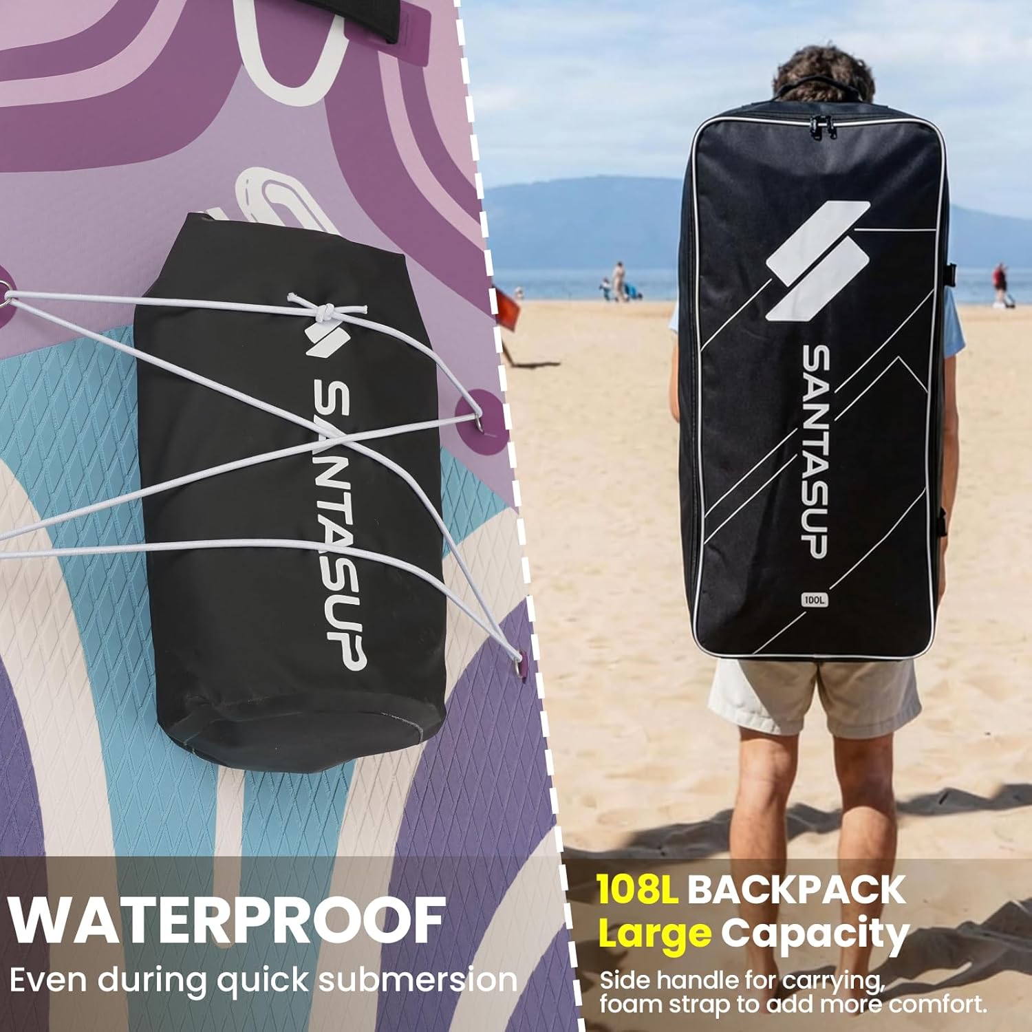10'6"/11'Wide Inflatable Stand Up Paddle Board for Adults & Youth of All Skill Levels, with Premium SUP Paddleboard Accessories, Anti-Slip EVA Deck