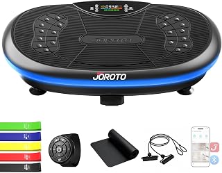 JOROTO Vibrationsplatte 4D für Zuhause - [3 leistungsstarke Motoren] Profi-Ganzkörpertraining | App-kompatibel | Integrierter Bluetooth-Lautsprecher & LED-Lichtern, bis 200 kg, Ideal für Heimfitness