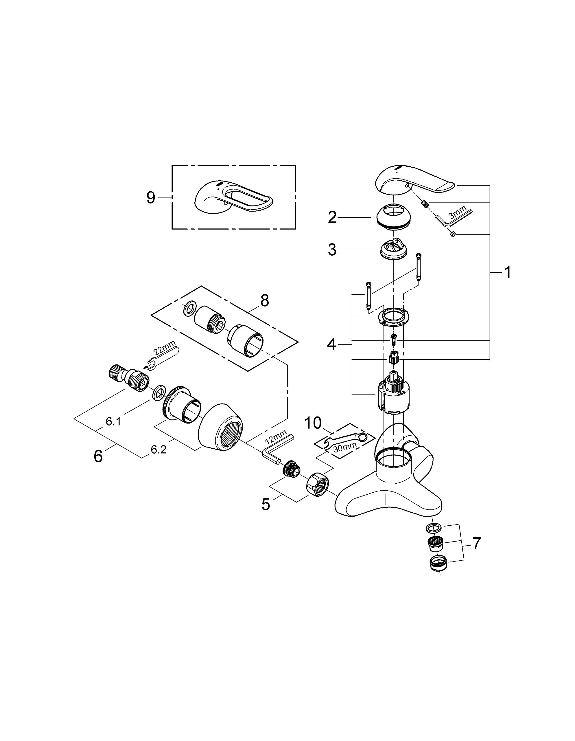 Grohe Mitigeur Lavabo Euroéco Spécial 32776000 (Import Allemagne)