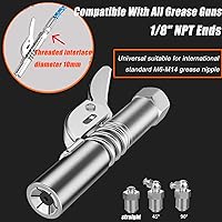 Vista 17 de Grease Gun Coupler Grease Gun Fittings Quick Lock and Release Lube Heavy Grease Gun Nozzle Tips Coupler Compatible with All Grease Guns 1/8" Npt End