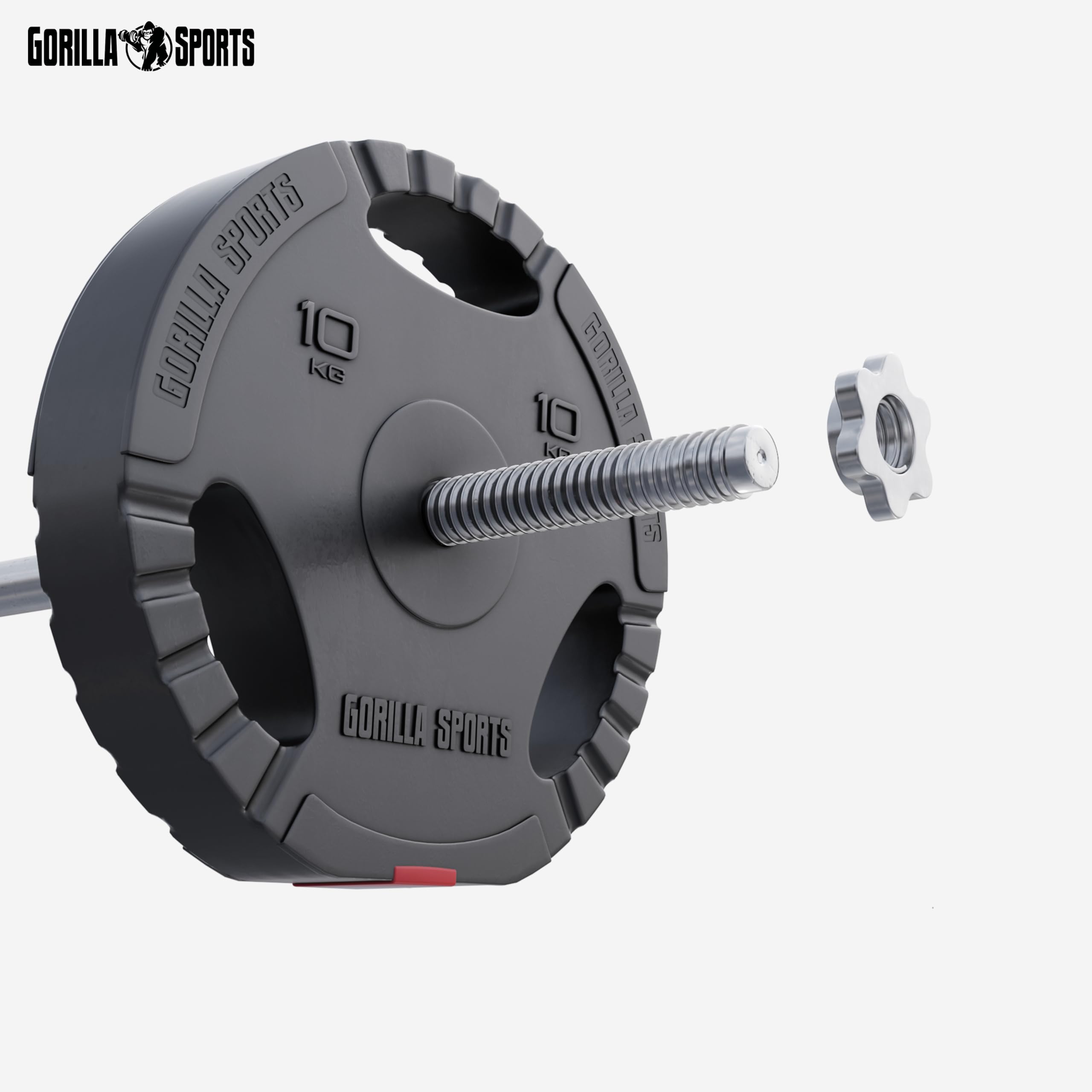 GORILLA SPORTS® Hantelscheiben - Einzeln/Set, 1,25kg, 2,5kg, 5kg, 10kg, 15kg, 17,5kg, 27,5kg, 30kg Gewichte, 30/31mm Bohrung, Tri-Grip, Kunststoff - Gewichtsscheiben, Hantelscheiben-Set