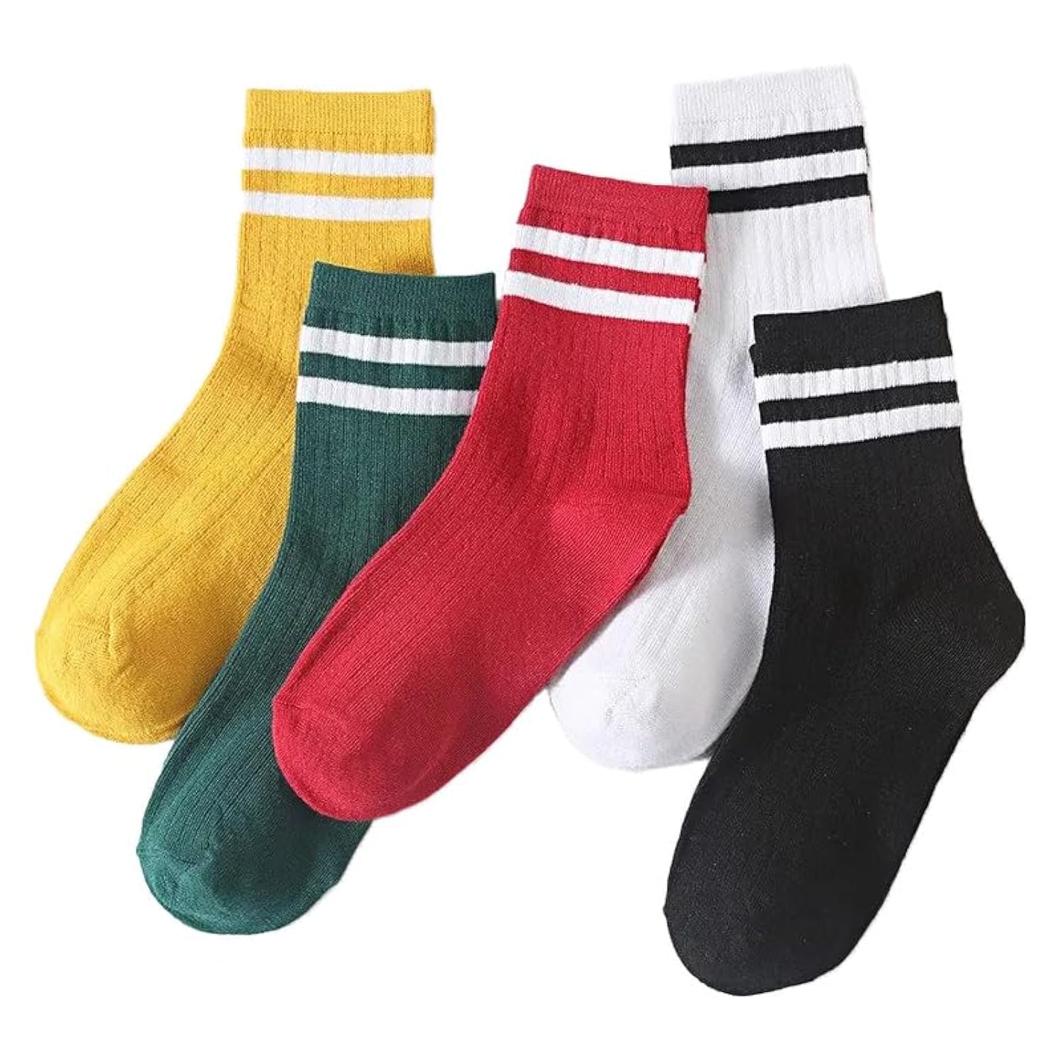 Generic5 Pairs Women Sports Socks Multi Color Striped Pattern Fashion For Girls Casual Style