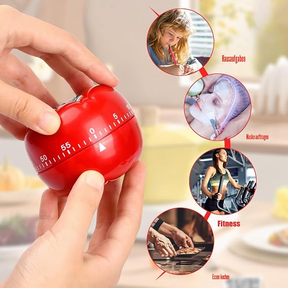 Mechanical Kitchen Timer Tomato Timer Kitchen Timer 60 Minute Timing for Learning Gaming Cooking Digital Timer for Kitchen Cooking Baking