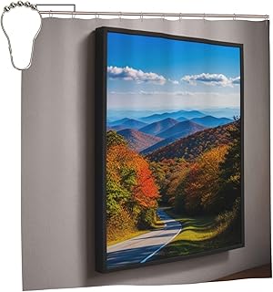 Blue Ridge Parkway Mountains Printed Shower Curtain,Heavy Duty Thick Fabric Curtains for Bathroom Décor Curtain Set with 12 Iron Hooks,72x72 in