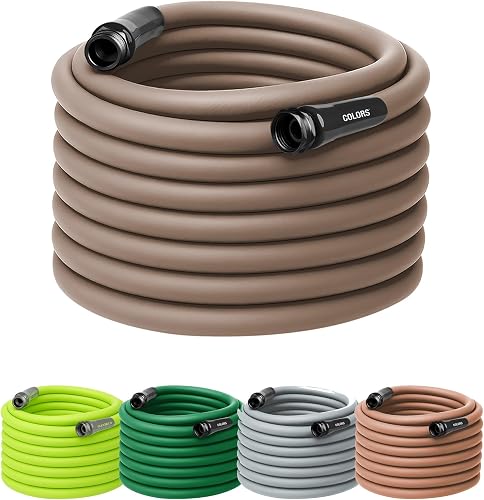 Colors Garden Hose 5/8 in. x 100 ft., Lightweight All-Weather Water Hose, Durable and Flexible, Leak-Free Connections, Brown Mulch