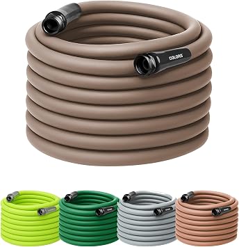 Flexzilla Colors Garden Hose 5/8 in. x 100 ft., Lightweight All-Weather Water Hose, Durable and Flexible, Leak-Free Connections, Brown Mulch