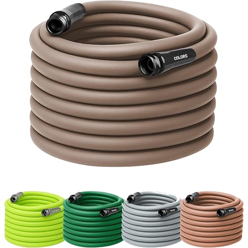 Flexzilla Colors Garden Hose 5/8 in. x 100 ft., Lightweight All-Weather Water Hose, Durable and Flexible, Leak-Free Connections, Brown Mulch