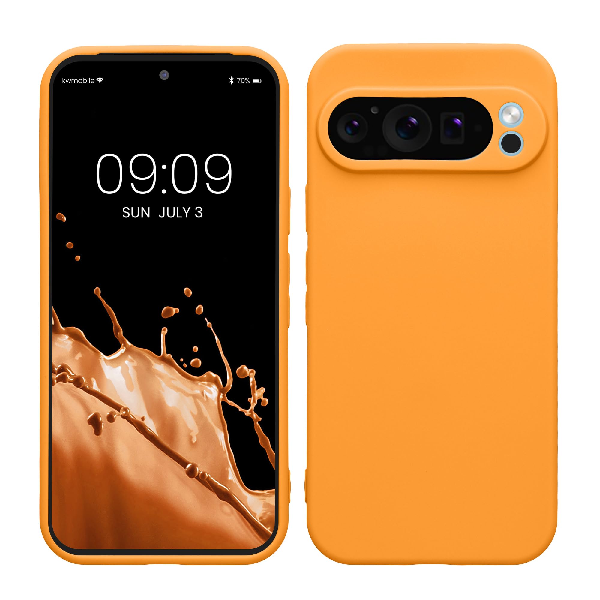 kwmobile Case for Google Pixel 9 Pro Case - Protective Slim TPU Phone Cover - Soft Matte Finish - Fruity Orange
