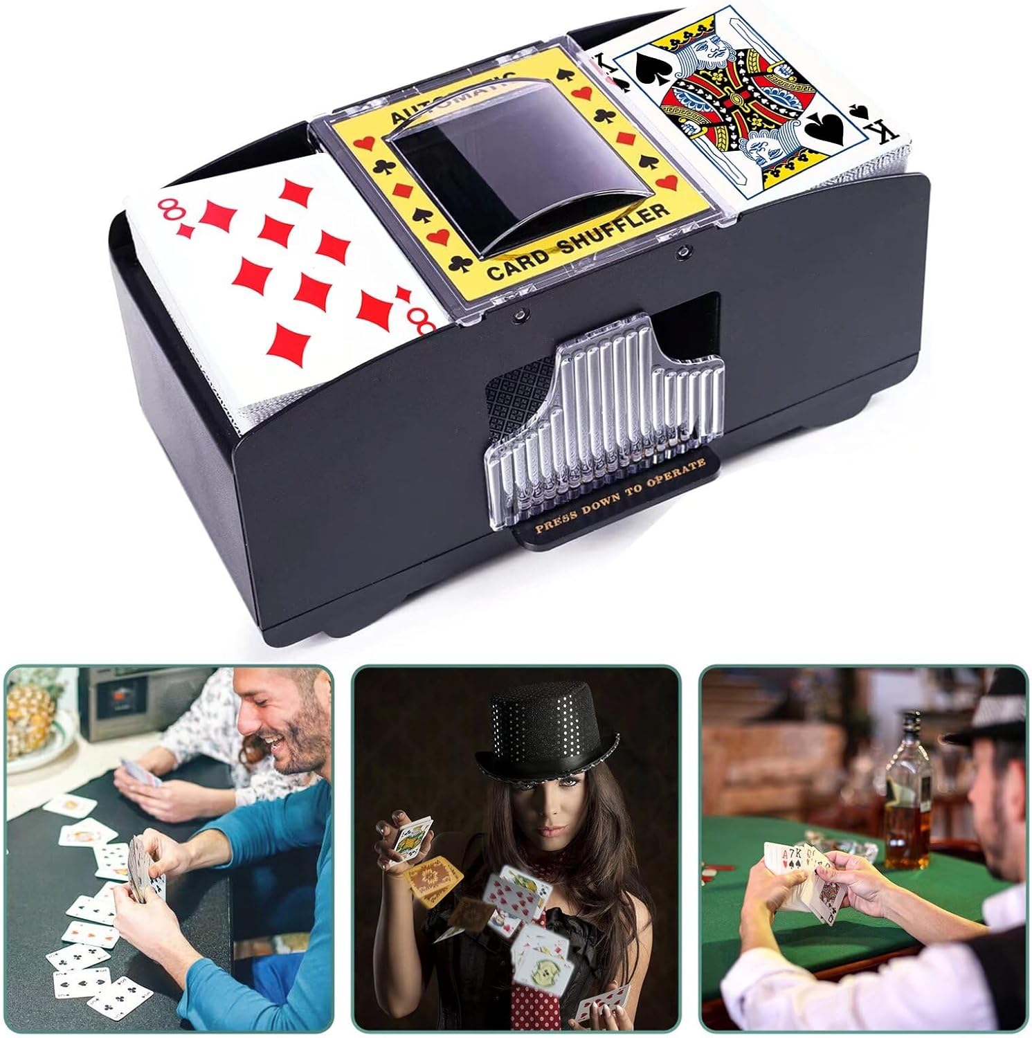 Automatic Card Shuffler 2 Deck, Battery Operated Card Dealer Machine, Electric Casino Card Shuffler for UNO, Blackjack, Texas Hold'em, Home Card Games - Image 2