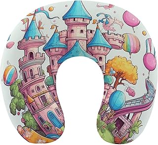 Peach Castle Pictures Neck Pillows for Sleeping Travel Pillow Portable Comfortable U Shape Memory Foam Pillow Head Neck Support Airplane Pillow for Traveling Car Home Office