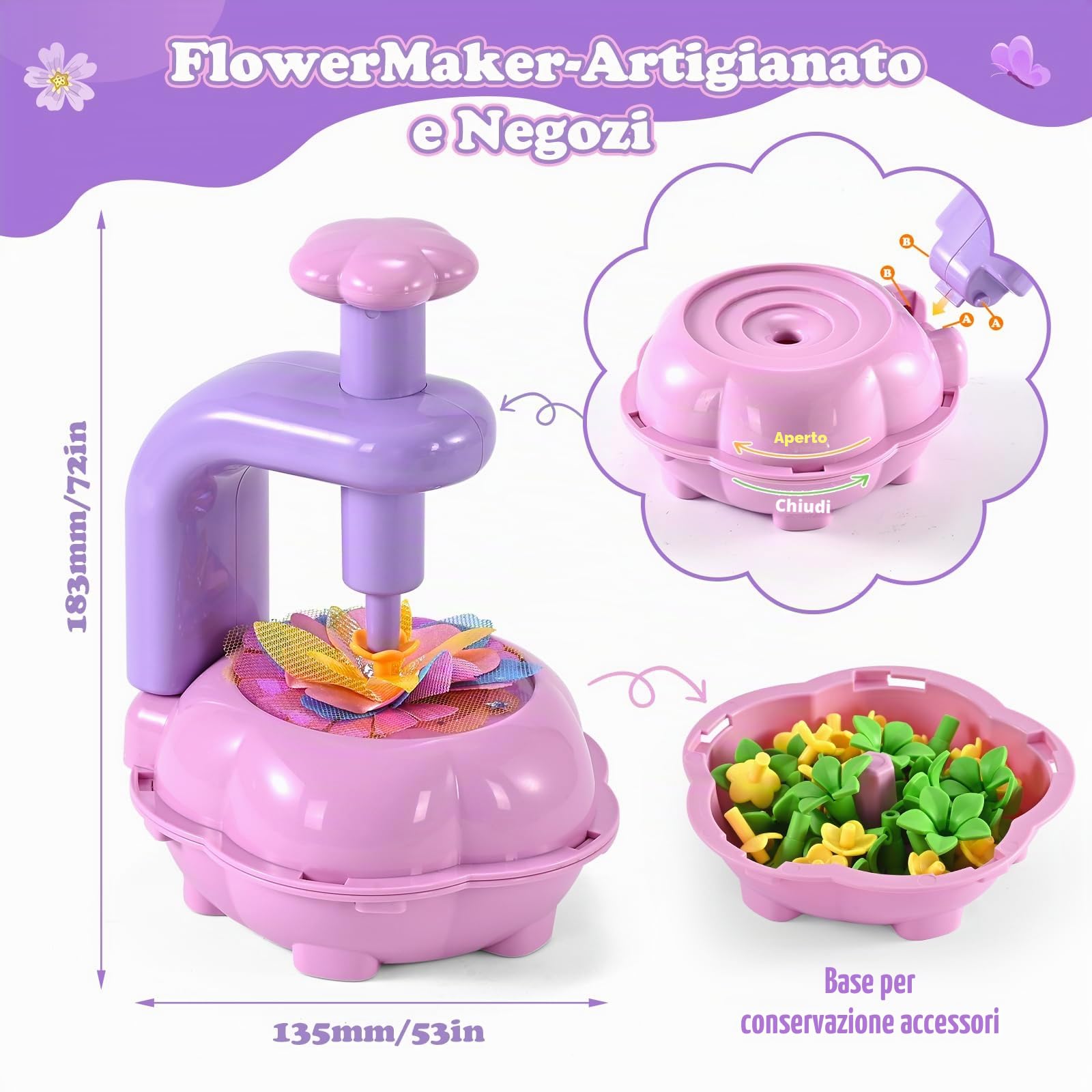 BlueSwan Regalo Giochi Bambina 4 5 6 7 8 9 10 11 12 + Anni Femmina, Pressa per Fiori, Gioco Educativ Giocattoli Sensoriali, Kit Lavoretti Creativi per Bimba, Bambine Laboratorio dei Fiori Bouquet