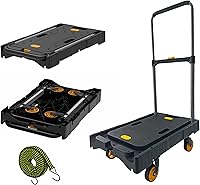 Vista 11 de Carro plegable de mano resistente mejorado con ruedas, carrito portátil de 330 libras, mango ajustable para equipaje, mudanzas, viajes, compras