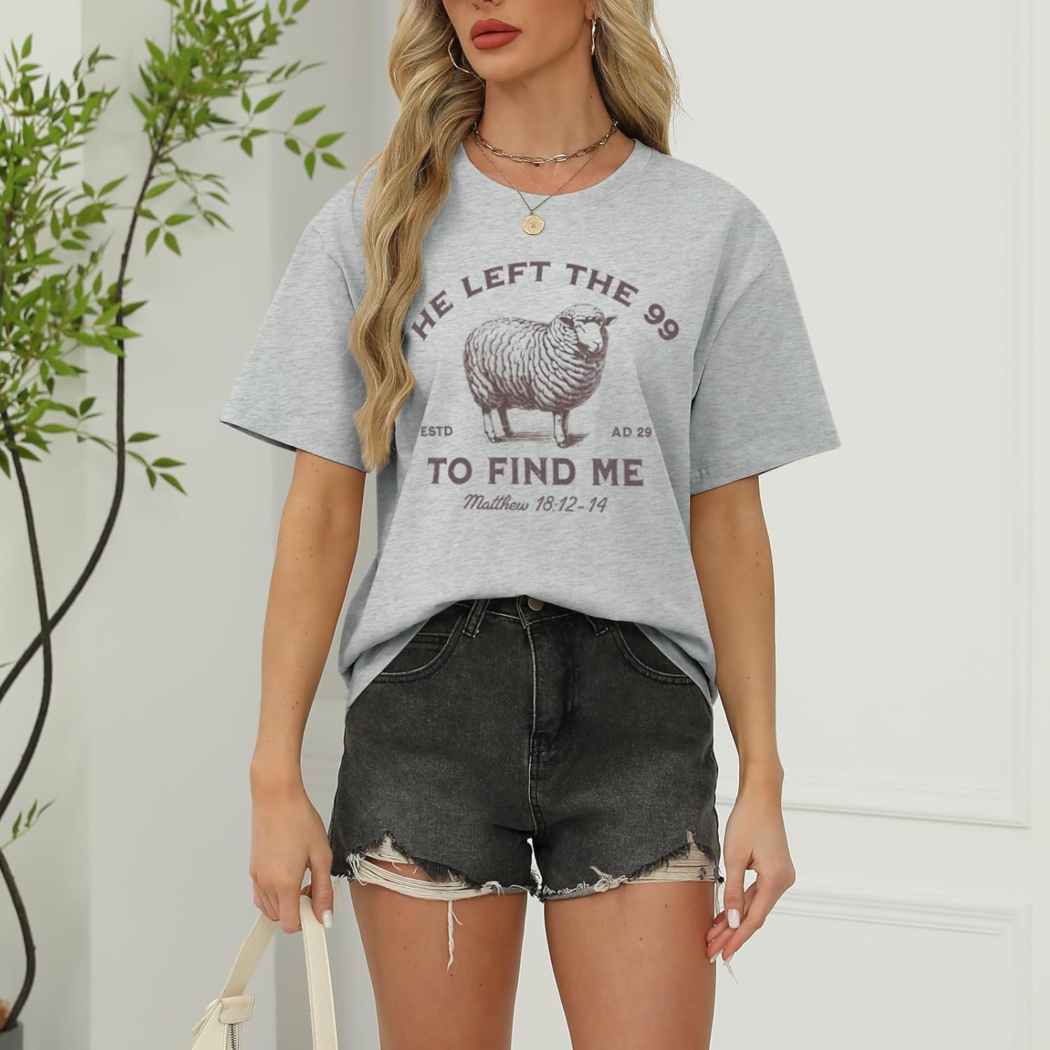 Christian Shirts He Left The 99 to Find Me Shirt Women Jesus Religious Tshirt Bible Verse Graphic Tees God Tops - Image 2