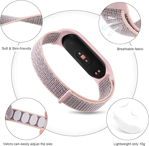 Miniatura 3 de Bandas de nailon para Amazfit Band 5 correas de repuesto para mujeres y hombres, paquete de 2 correas deportivas de nailon suave compatibles con
