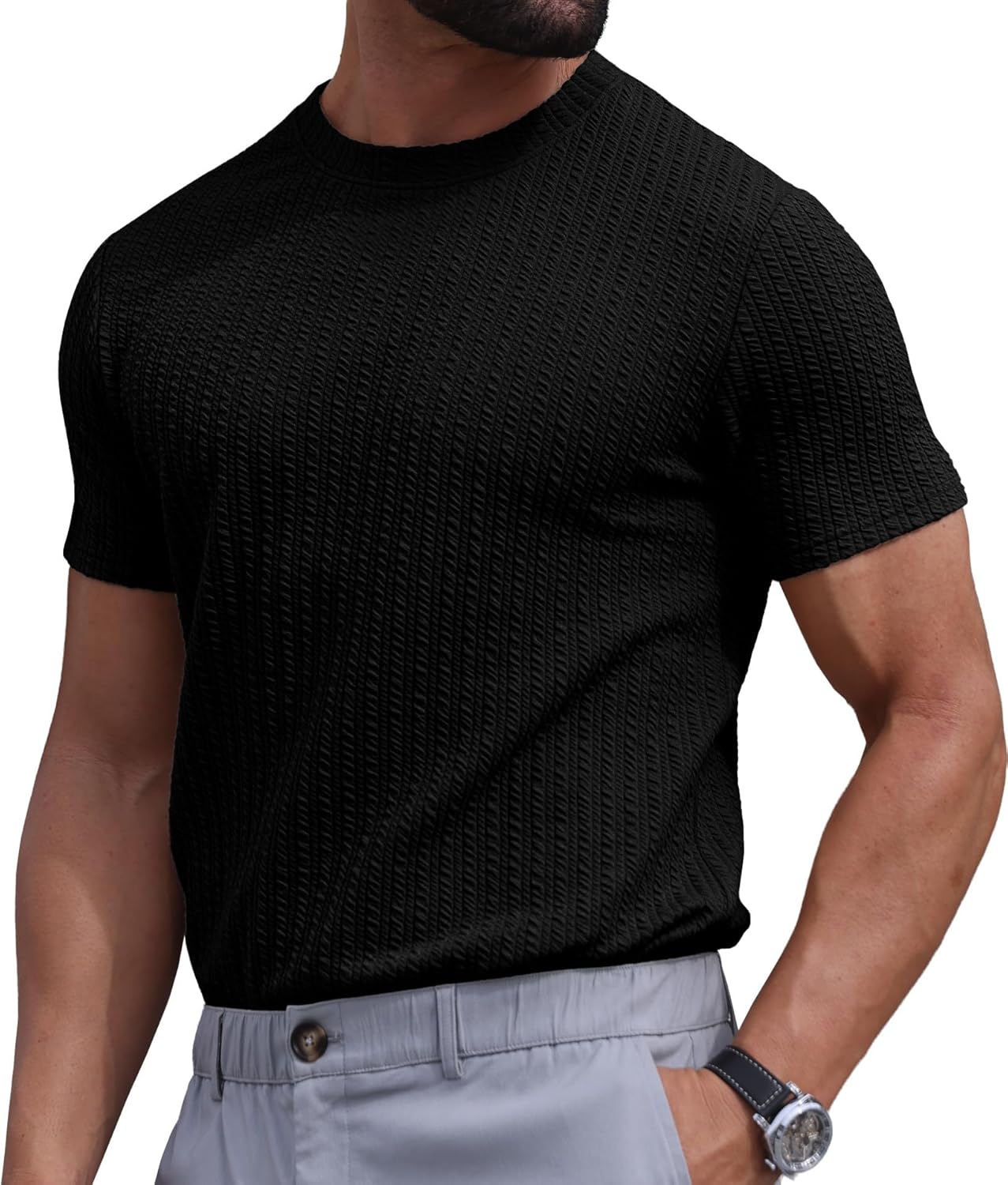 Sailwind Men’s Knit T Shirt Short Sleeve Crewneck Textured Casual Summer Knitted Pullover Tee - Image 6