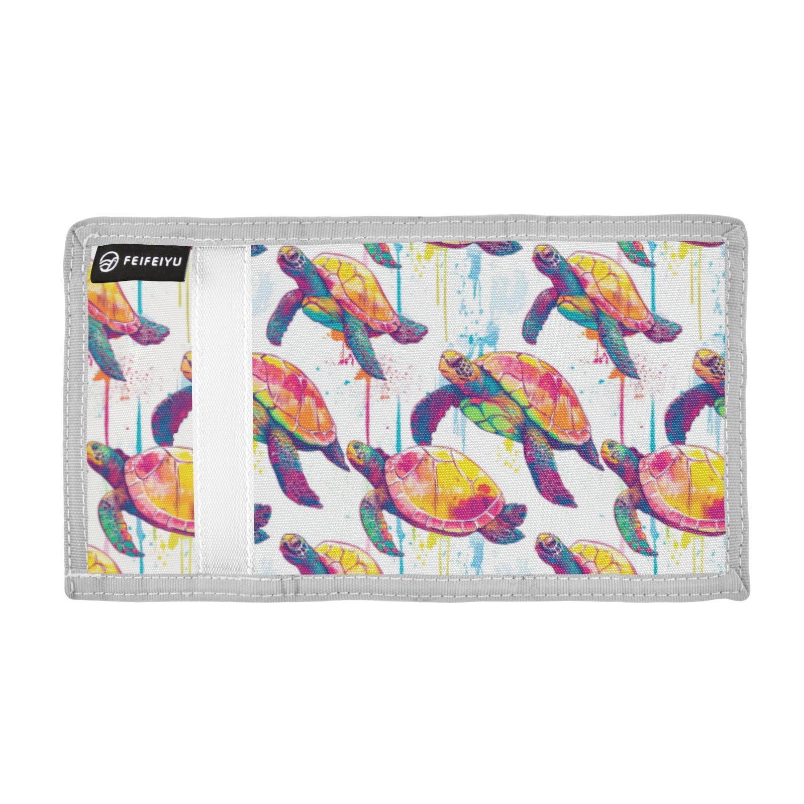 Wusikd Colorful Turtles Kids Wallet for Boys Girls Toddler Trifold Wallet Novelty Wallet for Teens Women Men