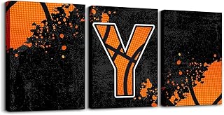 Erosebridal Basketball Canvas Wall Art Alphabet Y Paintings Wall Decor Sports Themed Poster Prints Ball Sports Games Framed Artwork 12X16Inchx3Pcs