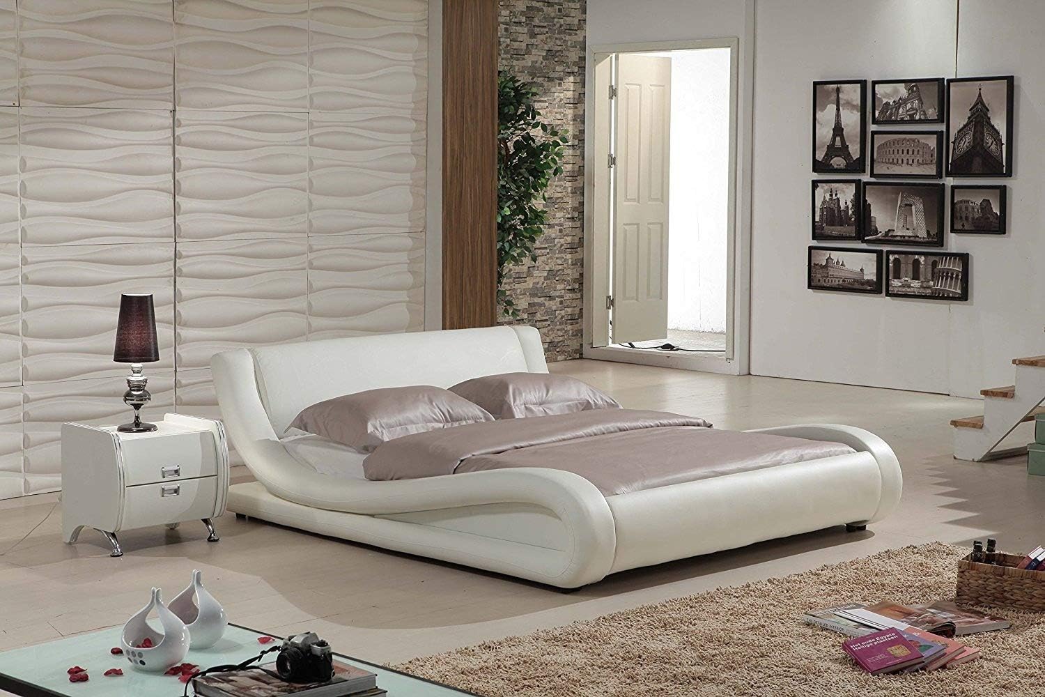 Dona Black Faux Leather Modern Bed