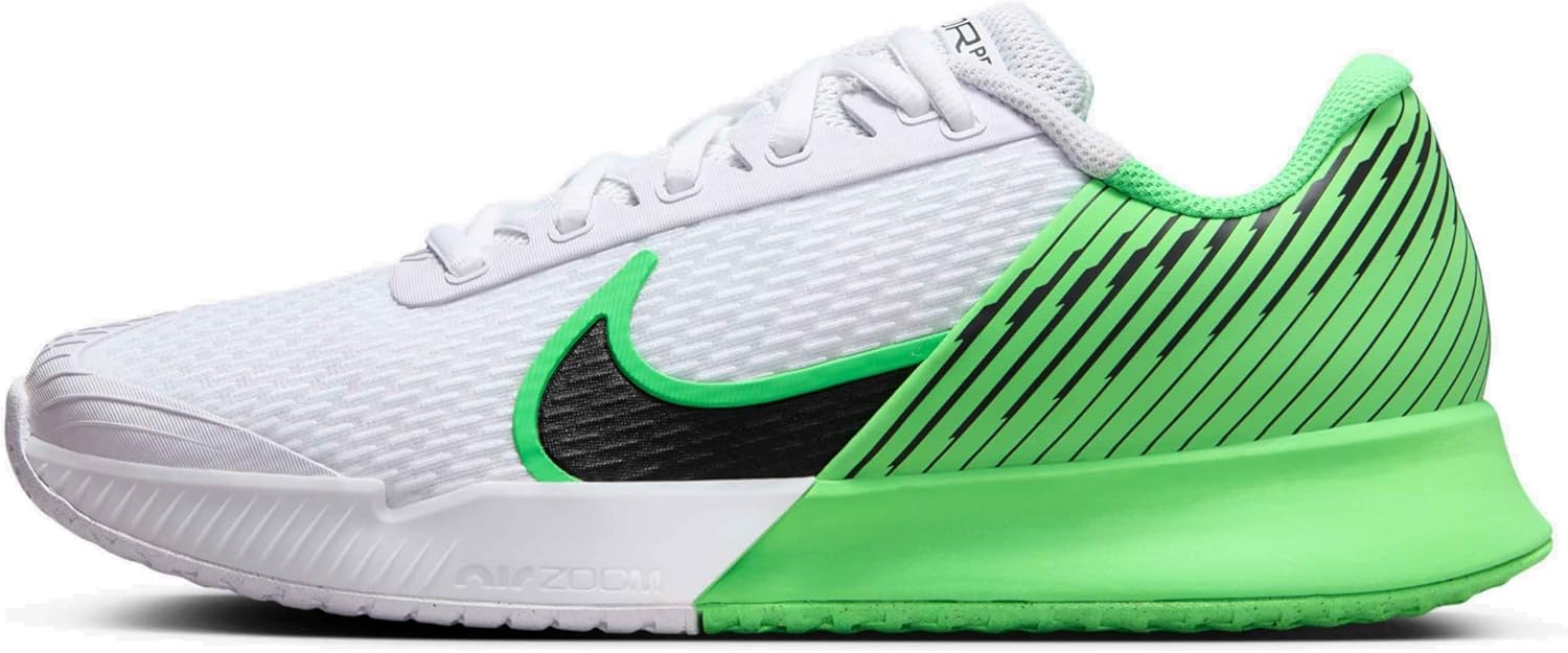 NikeCourt Air Zoom Vapor Pro 2 Women's Hard Court Tennis Shoes (DR6192-105, White/Poison Green/Black) Size 5.5
