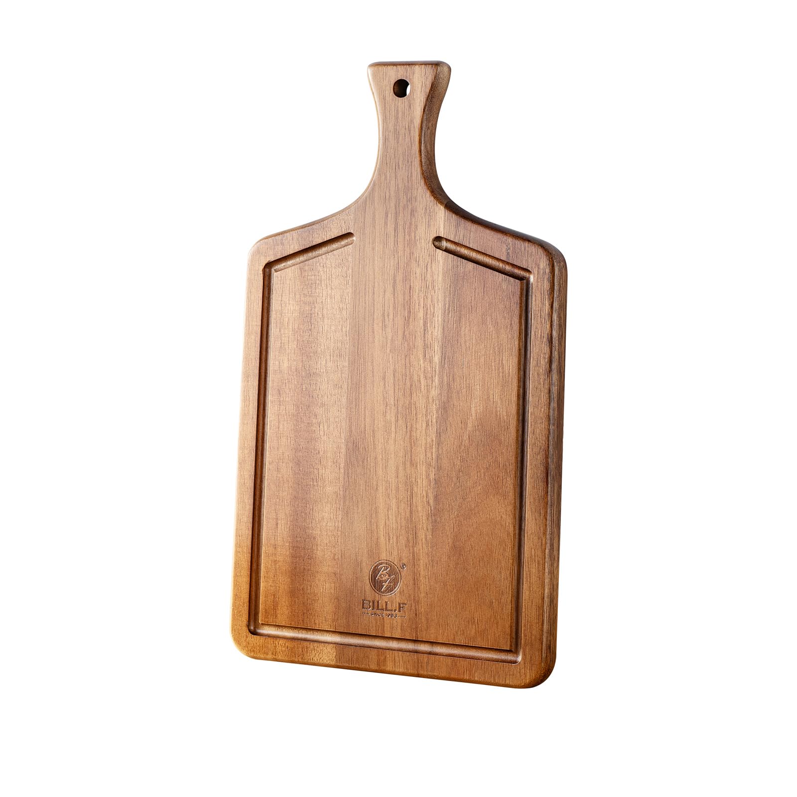 BILL.F Acacia - Tagliere in Legno Con Manico in Legno, per Carne Da Cucina, Pizz