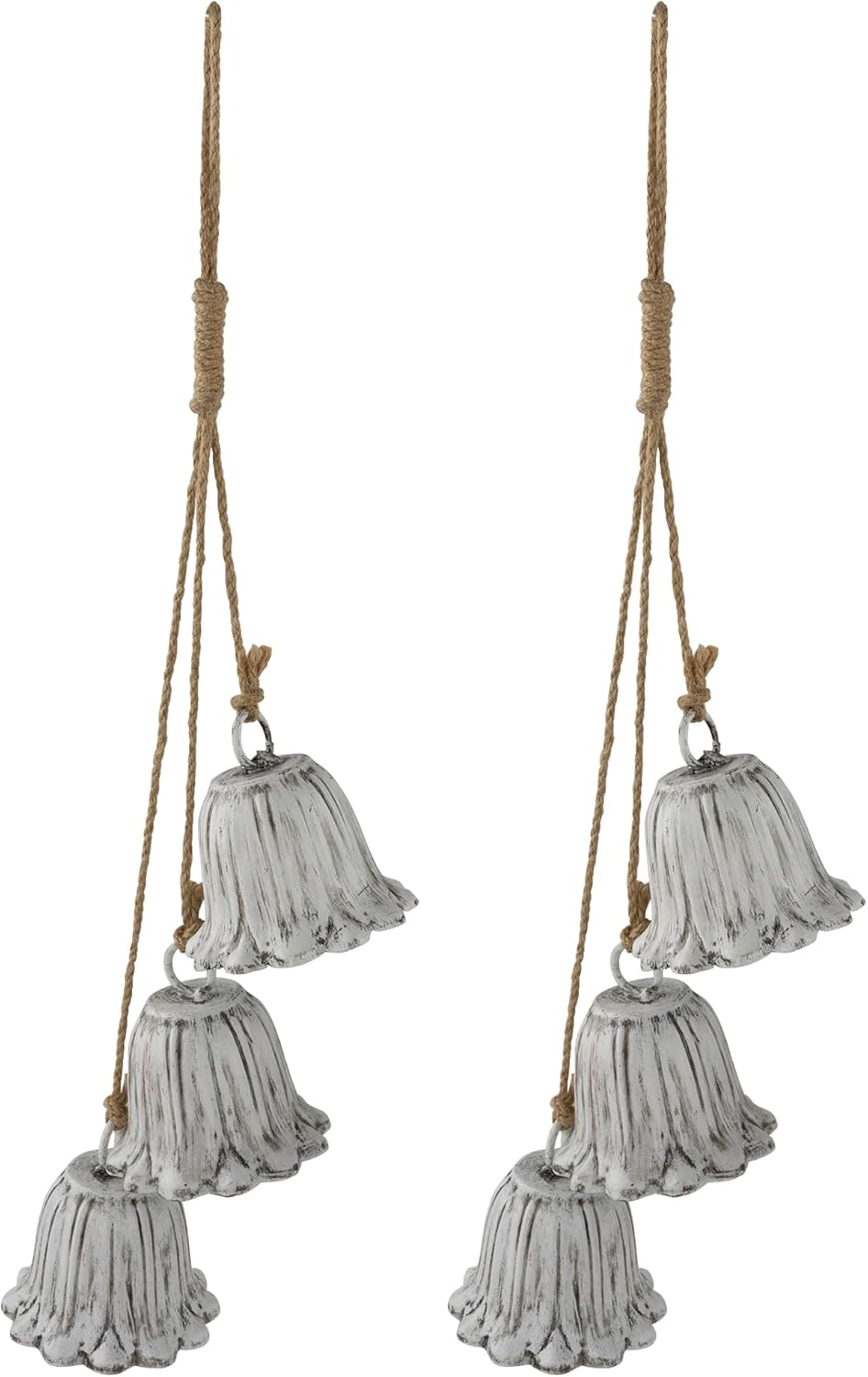 Fluted Bell Trio Christmas Decorations - 20" - White - Set of 2
