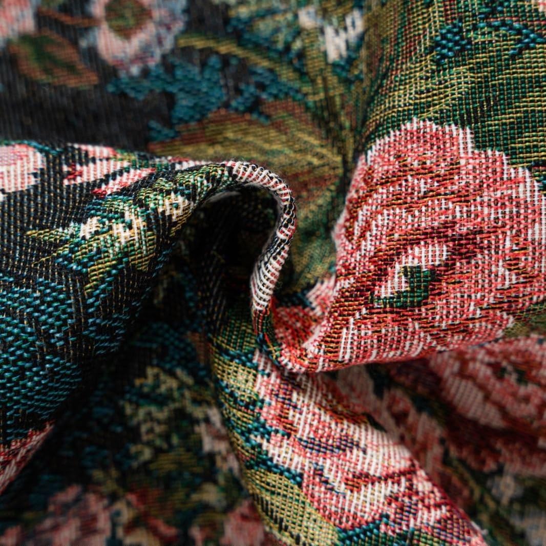 ABREEZE 1 Panel Dark Green Vintage Peony Patterned Curtains for Living Room Home Decorative Blackout Rod Pocket Curtain Drapes 59”x63” for Bedroom
